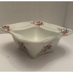 Marx & Gutherz Vtg Floral Porcelain Dish Waved‎ Edges Carlsbad, Austria
